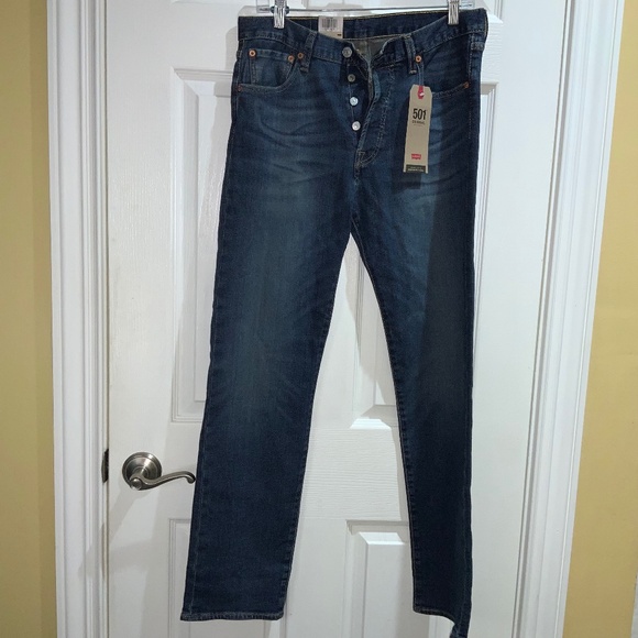 Levi’s 501 button fly jeans sz 30 x 32 stretch whiskering New with tags - Picture 1 of 10
